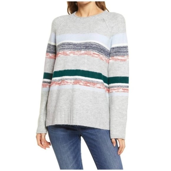Caslon Cozy Mix Stripe Crewneck Sweater 